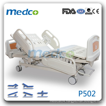 MED-P502 Five functions electric patient bed with casters